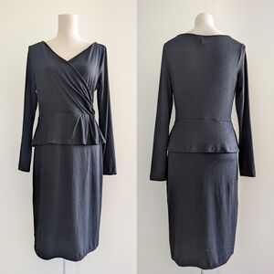 Like New Talbot Wool V Neck Wrap Peplum Dress